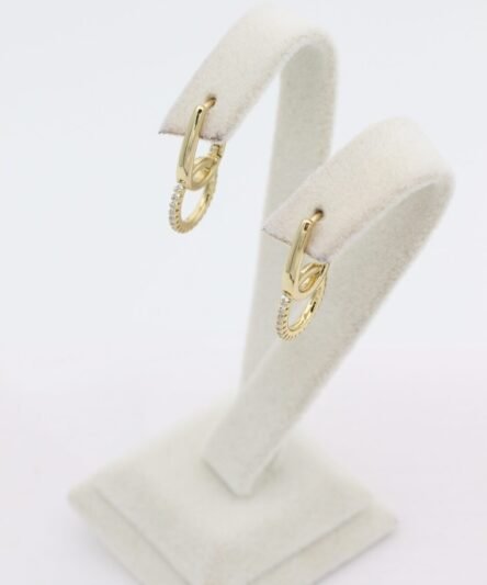 XUPING JEWELRY 14 Ayar Altın Kaplama, Sallantılı Çember Zirkon Taşlı Küpe