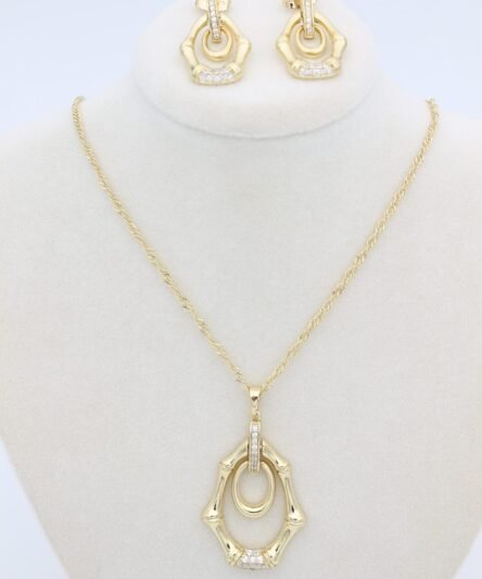 XUPING JEWELRY 14 Ayar Altın Kaplama, Kemik Model Zirkon Taşlı Kolye Takım Set