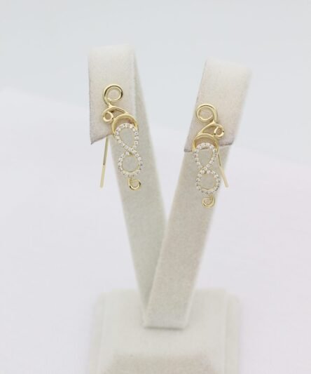 XUPING JEWELRY 14 Ayar Altın Kaplama, Sonsuz Model Zirkon Taşlı Küpe