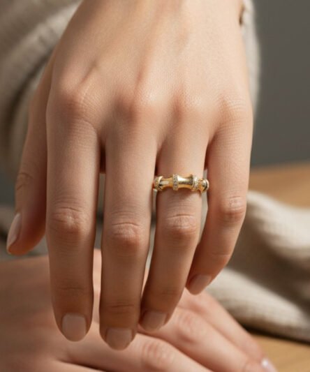 XUPING JEWELRY 14 Ayar Altın Kaplama, Kemik Model Zirkon Taşlı Yüzük