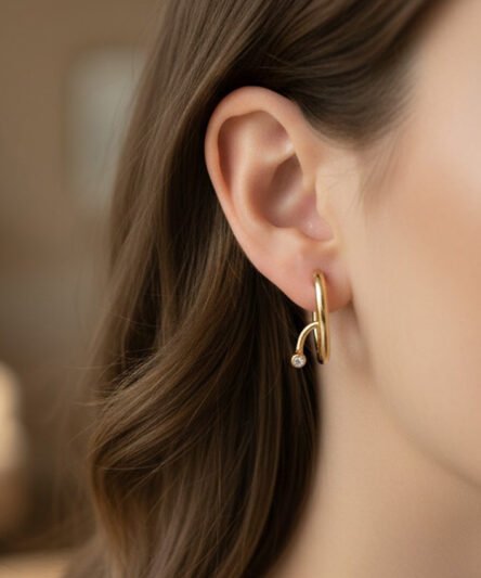 XUPING JEWELRY 14 Ayar Altın Kaplama, Lilyum Model Küpe