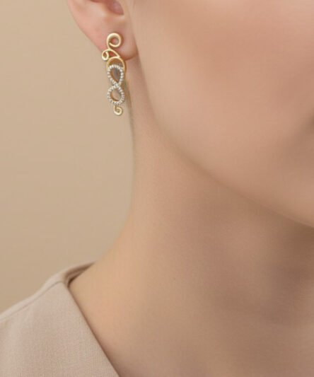 XUPING JEWELRY 14 Ayar Altın Kaplama, Sonsuz  Model Zirkon Taşlı Küpe