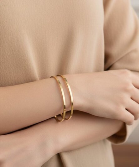 XUPING JEWELRY 14 Ayar Altın Kaplama, Düz Ajda Bilezik