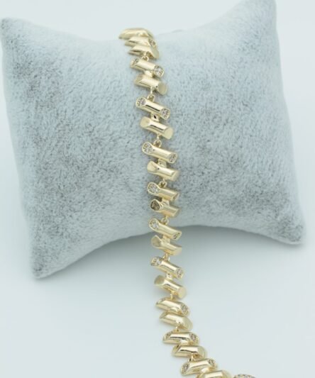 Stil İncisi/Xupıng Jewelry 14 Ayar Altın Kaplama, Çizgi Model Zirkon Taşlı Bileklik