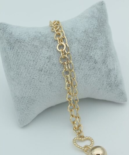 Stil İncisi/Xupıng Jewelry 14 Ayar Altın Kaplama, Kalpli Top Model Zincir Bileklik