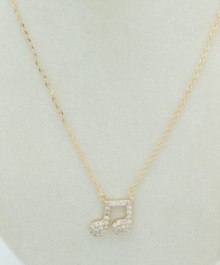 Stil İncisi/Xupıng Jewelry 14 Ayar Altın Kaplama, Müzik Desen Zirkon Taşlı Kolye