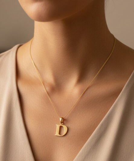 Stil İncisi/Xupıng Jewelry 14 Ayar Altın Kaplama, D Harfi Taşsız Kolye