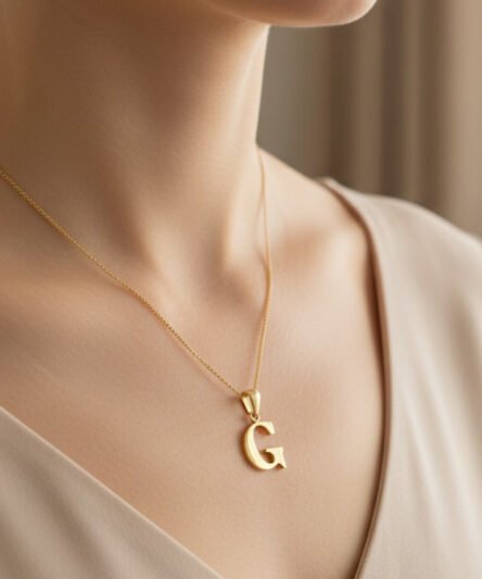 Stil İncisi/Xupıng Jewelry 14 Ayar Altın Kaplama, G Harfi Taşsız Kolye