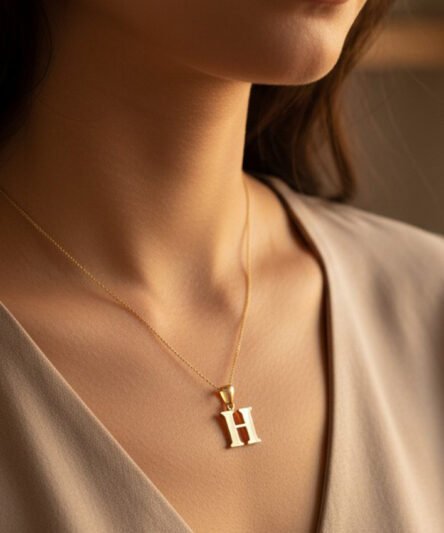Stil İncisi/Xupıng Jewelry 14 Ayar Altın Kaplama, H Harfi Taşsız Kolye