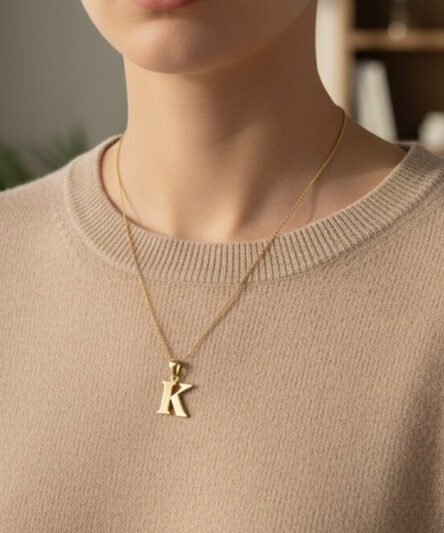 Stil İncisi/Xupıng Jewelry 14 Ayar Altın Kaplama, K Harfi Taşsız Kolye