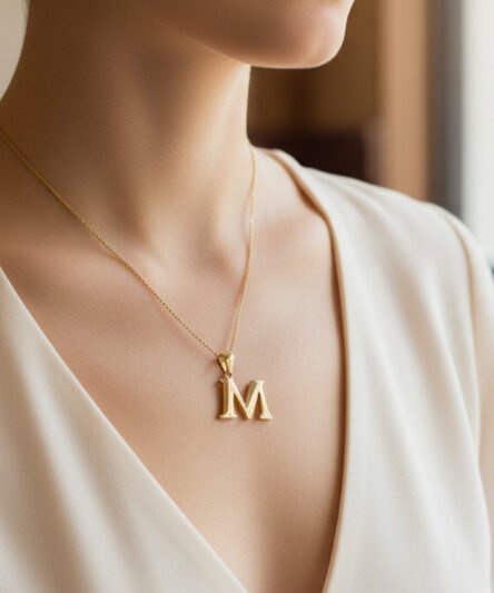 Stil İncisi/Xupıng Jewelry 14 Ayar Altın Kaplama, M Harfi Taşsız Kolye