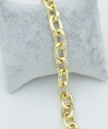 Stil İncisi/Xupıng Jewelry 14 Ayar Altın Kaplama, Oval Halka Zirkon Taşlı Bileklik