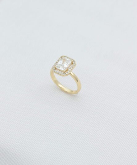 XUPING JEWELRY 14 Ayar Altın Kaplama, Baget Ortası Zirkon Taşlı Yüzük