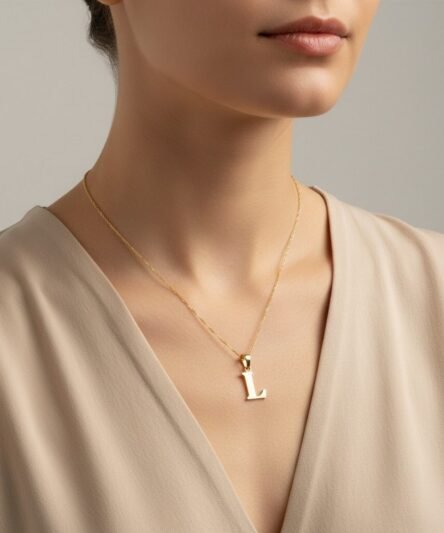 Stil İncisi/Xupıng Jewelry 14 Ayar Altın Kaplama, L Düz Harf Kolye