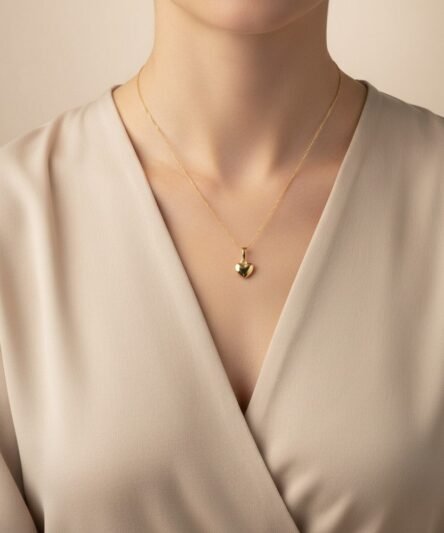 Stil İncisi/Xupıng Jewelry 14 Ayar Altın Kaplama, Minimal Kalp Kolye