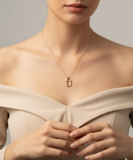 Stil İncisi/Xupıng Jewelry 14 Ayar Altın Kaplama, U Düz Harf Kolye
