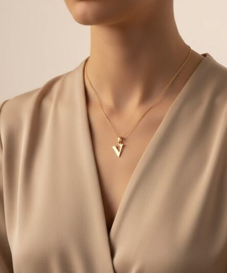 Stil İncisi/Xupıng Jewelry 14 Ayar Altın Kaplama, V Düz Harf Kolye