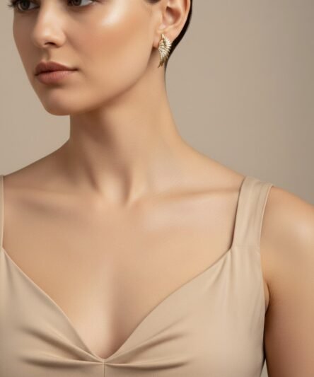 XUPING JEWELRY 14 Ayar Altın Kaplama, Kanat Model  Zirkon Taşlı Küpe